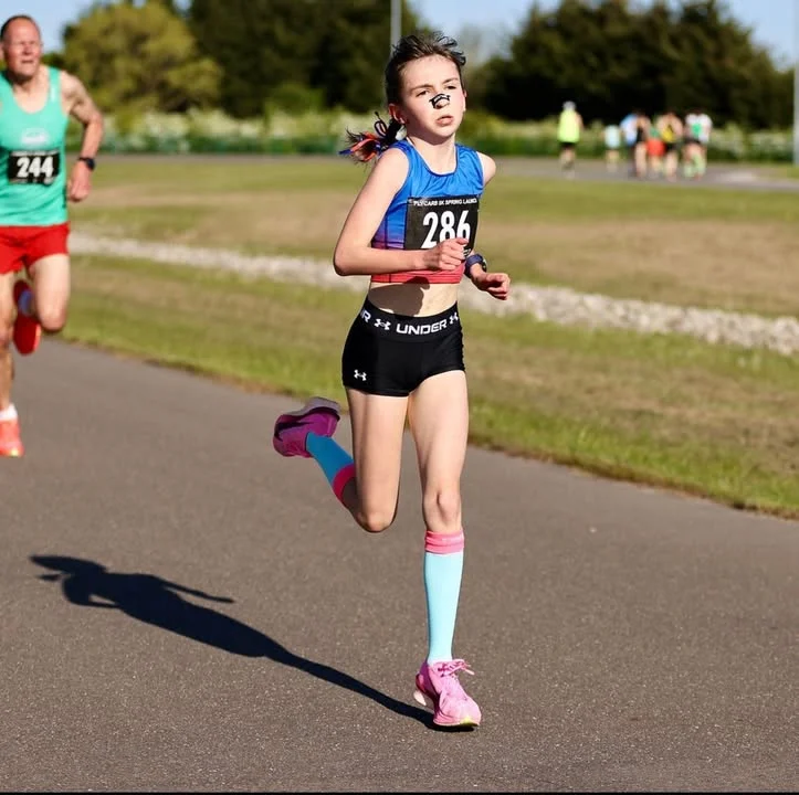 Brentwood Beagles athletes at the FlyCarb 5k Racing Series (launch race), Colchester, 24 April 2026