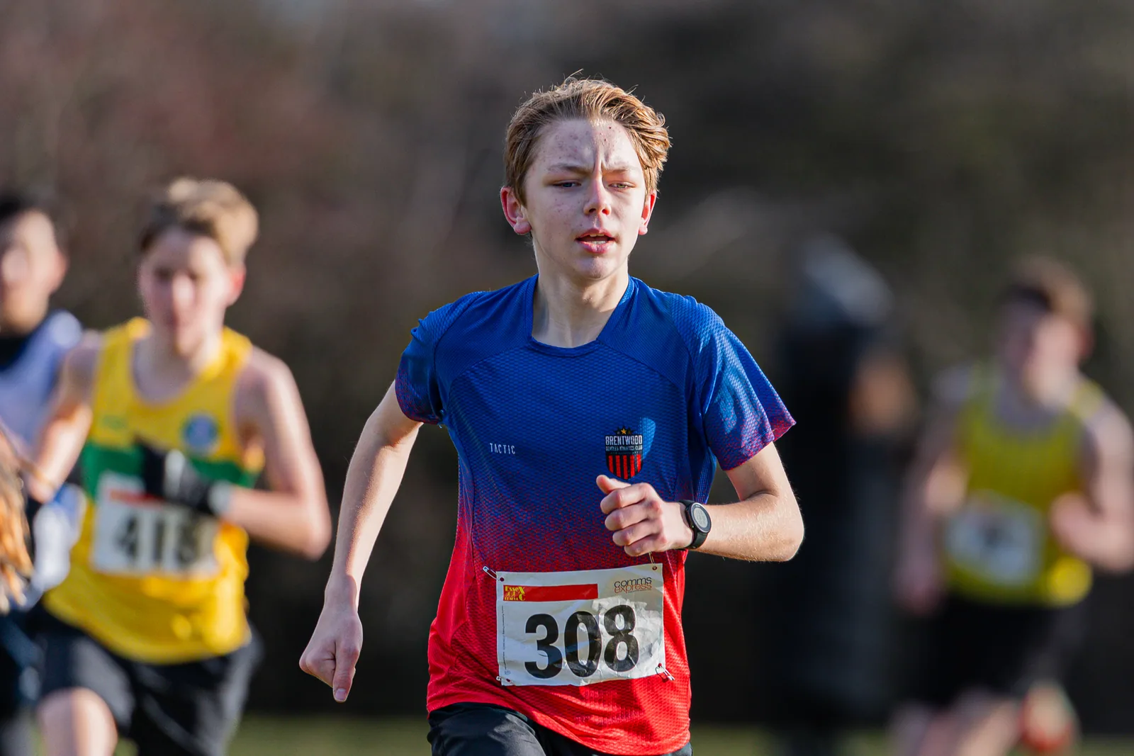 Brentwood Beagles athletes at the Essex League Cross Country, Hilly Fields, Colchester, 10 January 2026