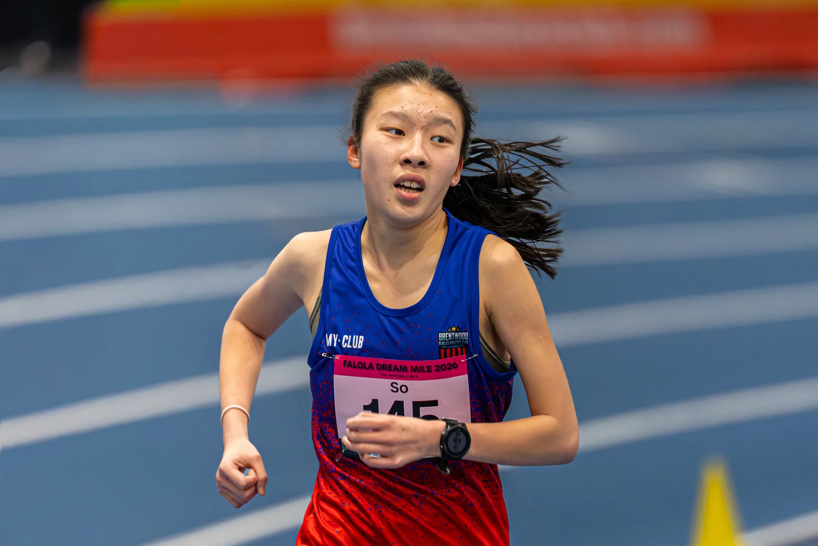 Brentwood Beagles athletes at the Ayo Falola Dream Mile, Lee Valley, 4 February 2026