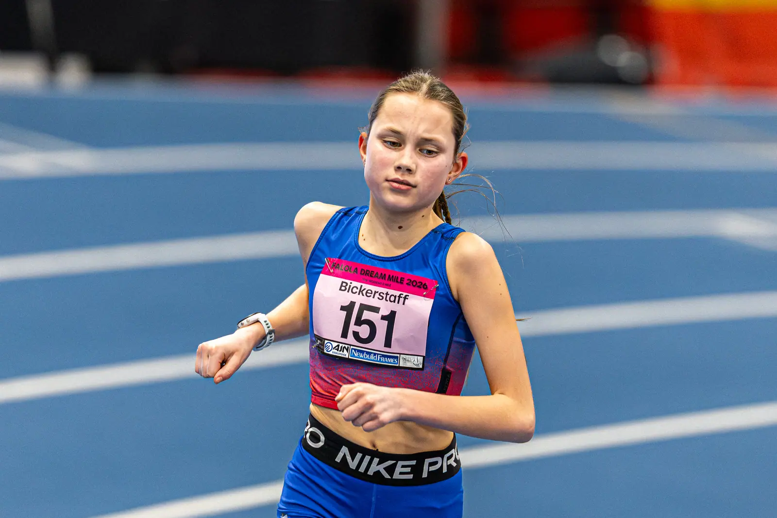 Brentwood Beagles athletes at the Ayo Falola Dream Mile, Lee Valley, 4 February 2026