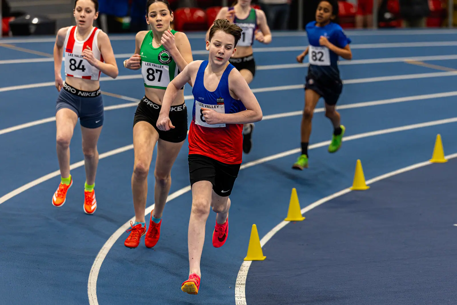 Brentwood Beagles athletes at the Lee Valley Middle Distance Open, Lee Valley, 19 February 2026