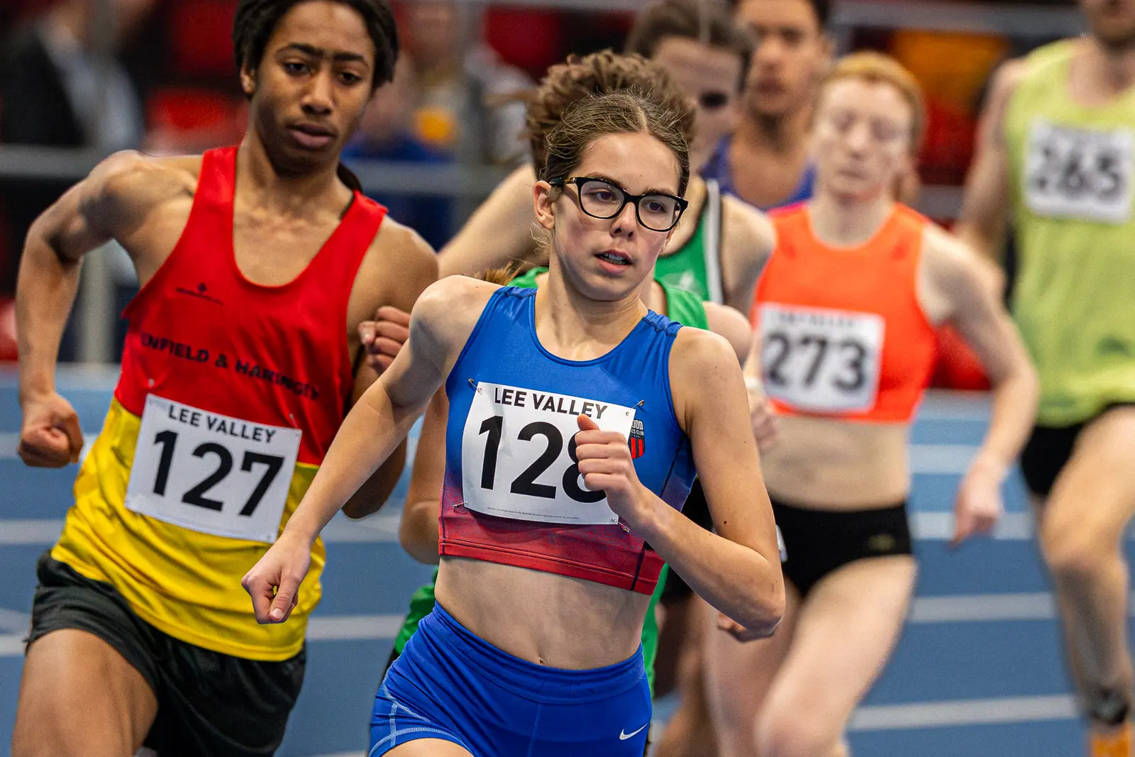 Brentwood Beagles athletes at the Lee Valley Middle Distance Open, Lee Valley, 19 February 2026