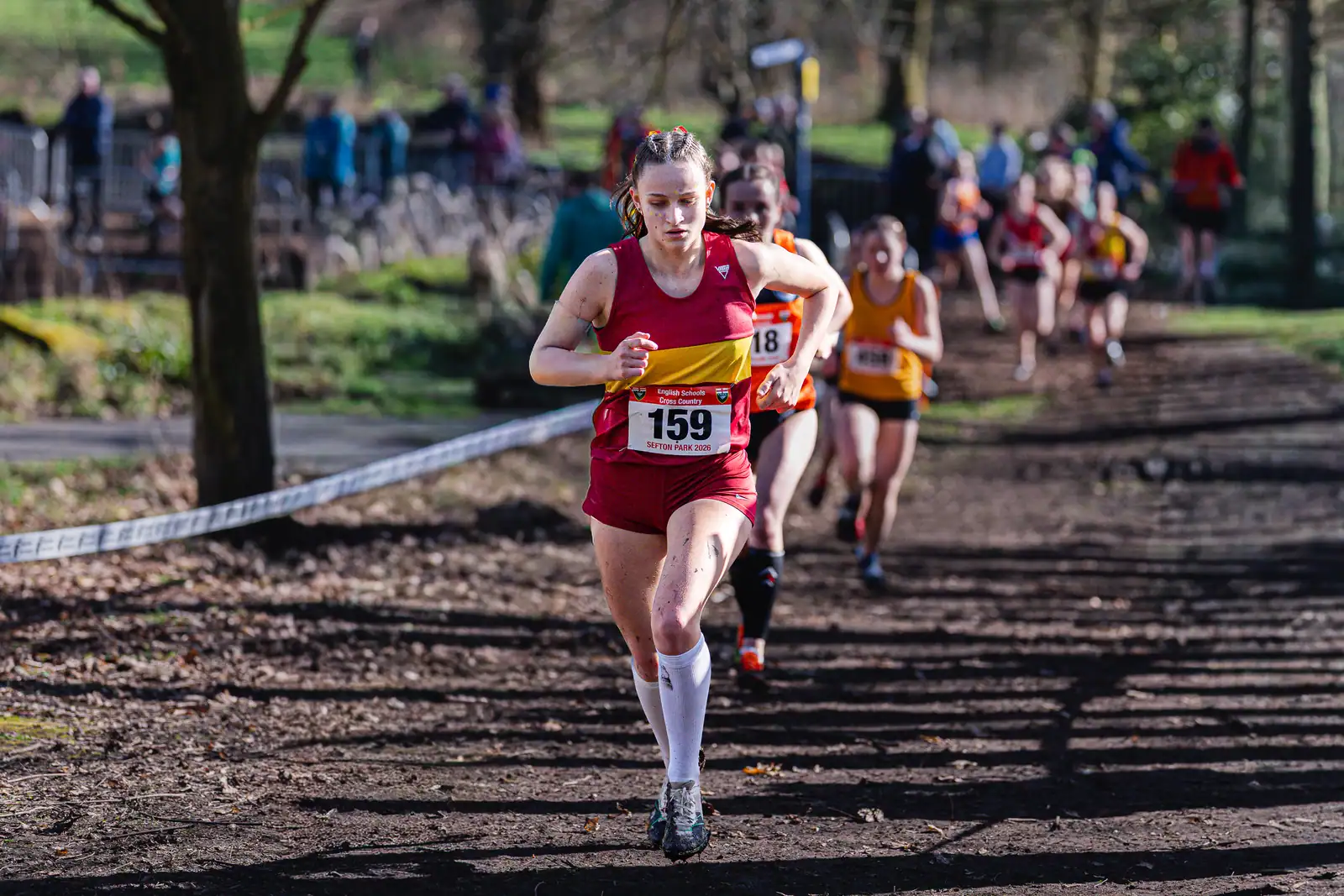 Brentwood Beagles athletes at the English Schools Cross Country Championships, Sefton Park, Liverpool, 14 March 2026