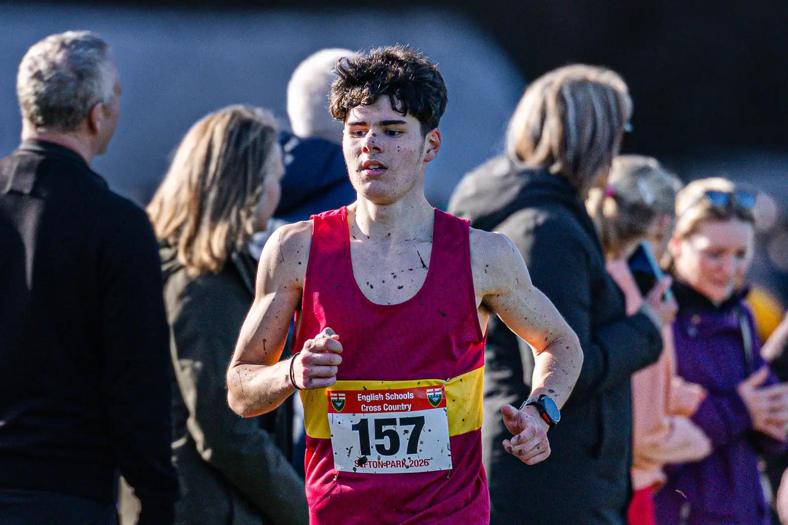 Brentwood Beagles athletes at the English Schools Cross Country Championships, Sefton Park, Liverpool, 14 March 2026