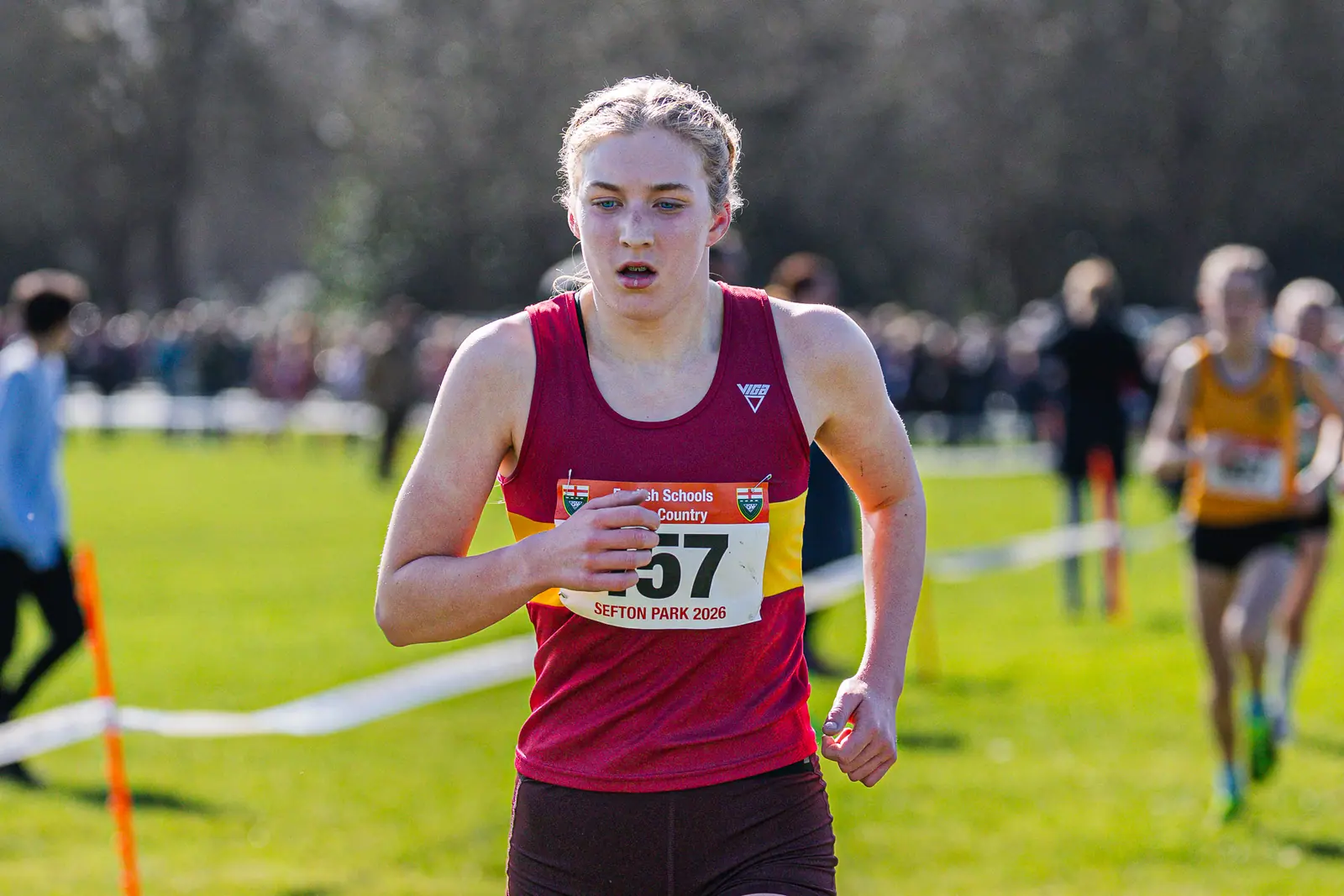 Brentwood Beagles athletes at the English Schools Cross Country Championships, Sefton Park, Liverpool, 14 March 2026