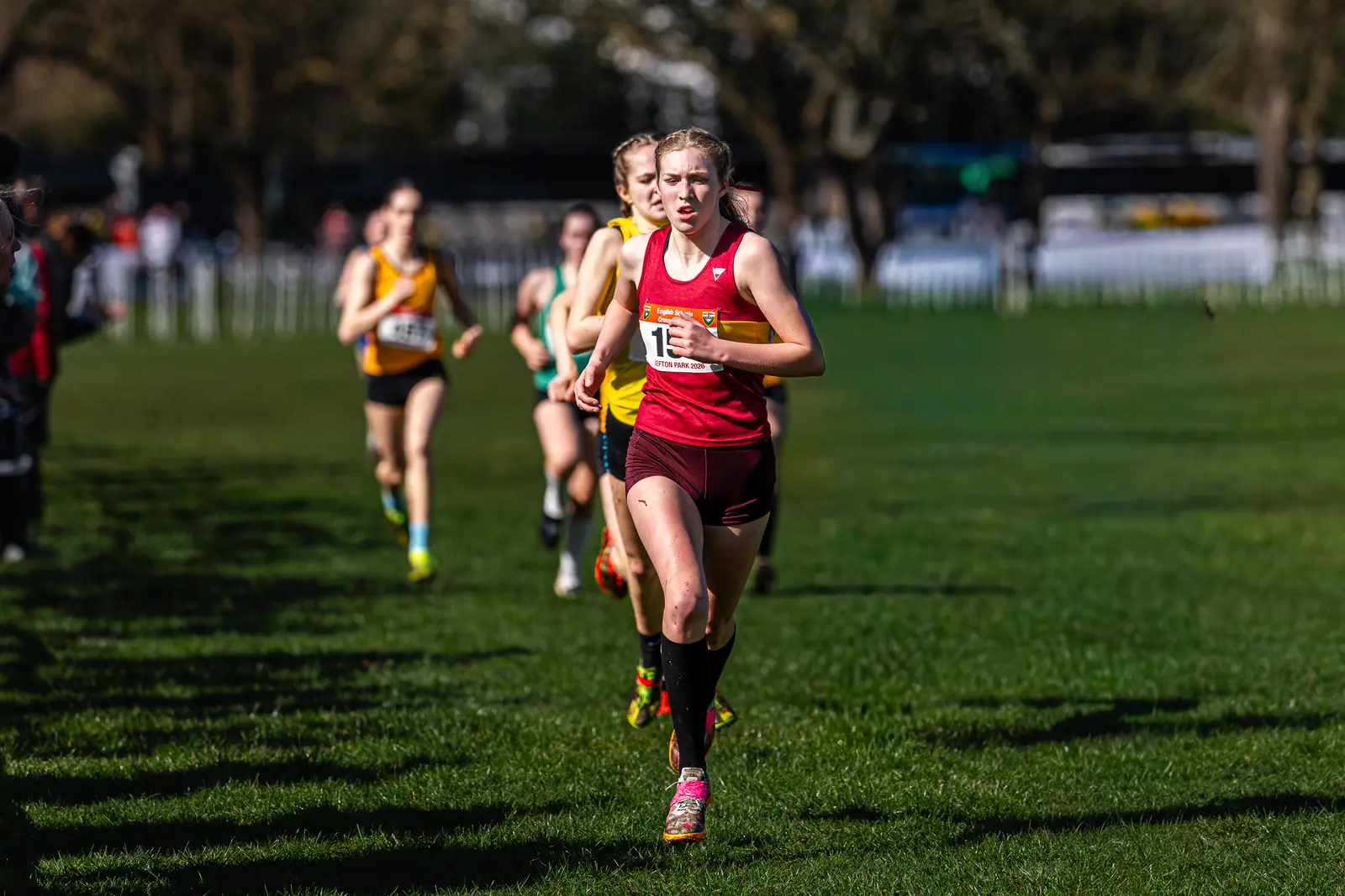 Brentwood Beagles athletes at the English Schools Cross Country Championships, Sefton Park, Liverpool, 14 March 2026