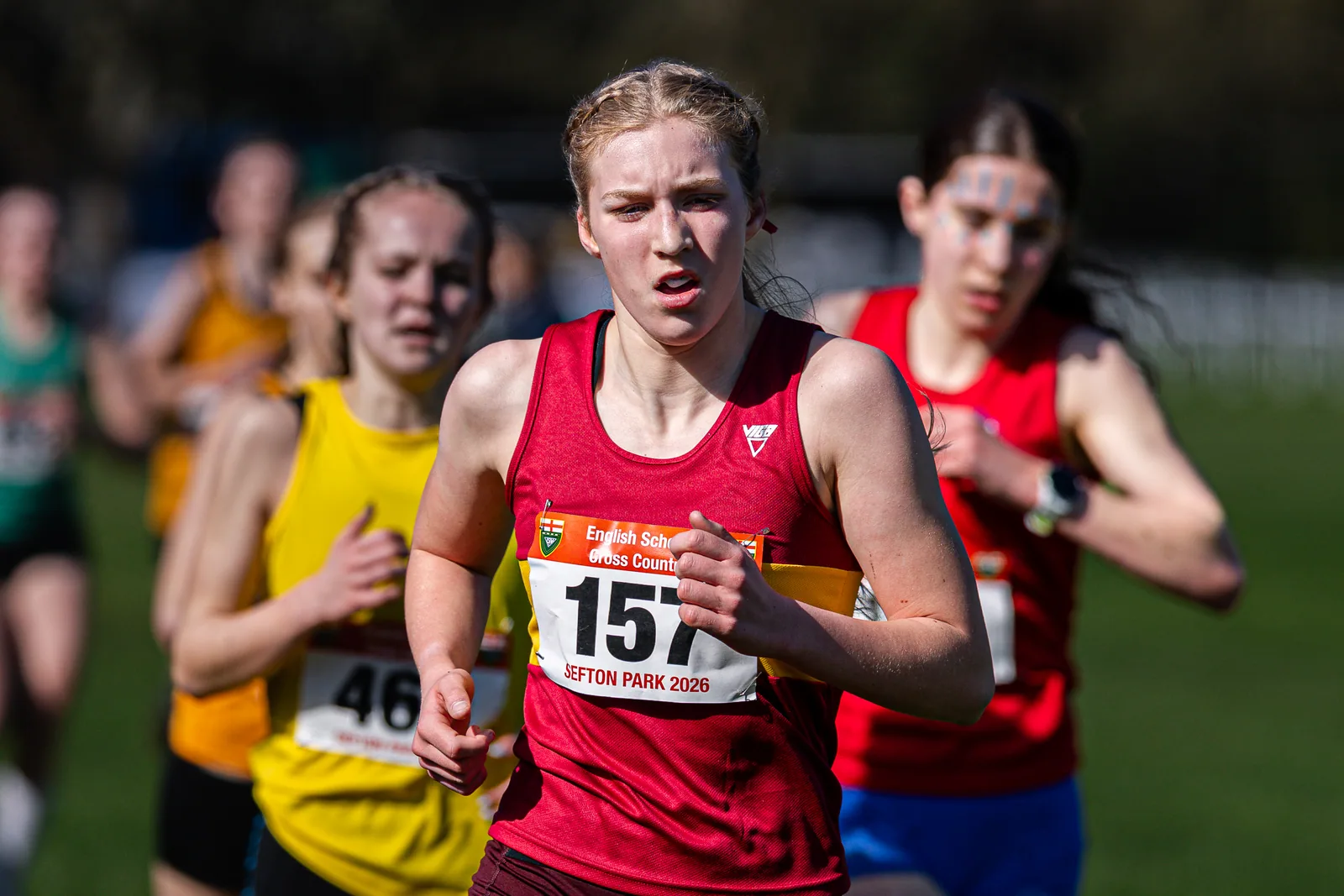 Brentwood Beagles athletes at the English Schools Cross Country Championships, Sefton Park, Liverpool, 14 March 2026