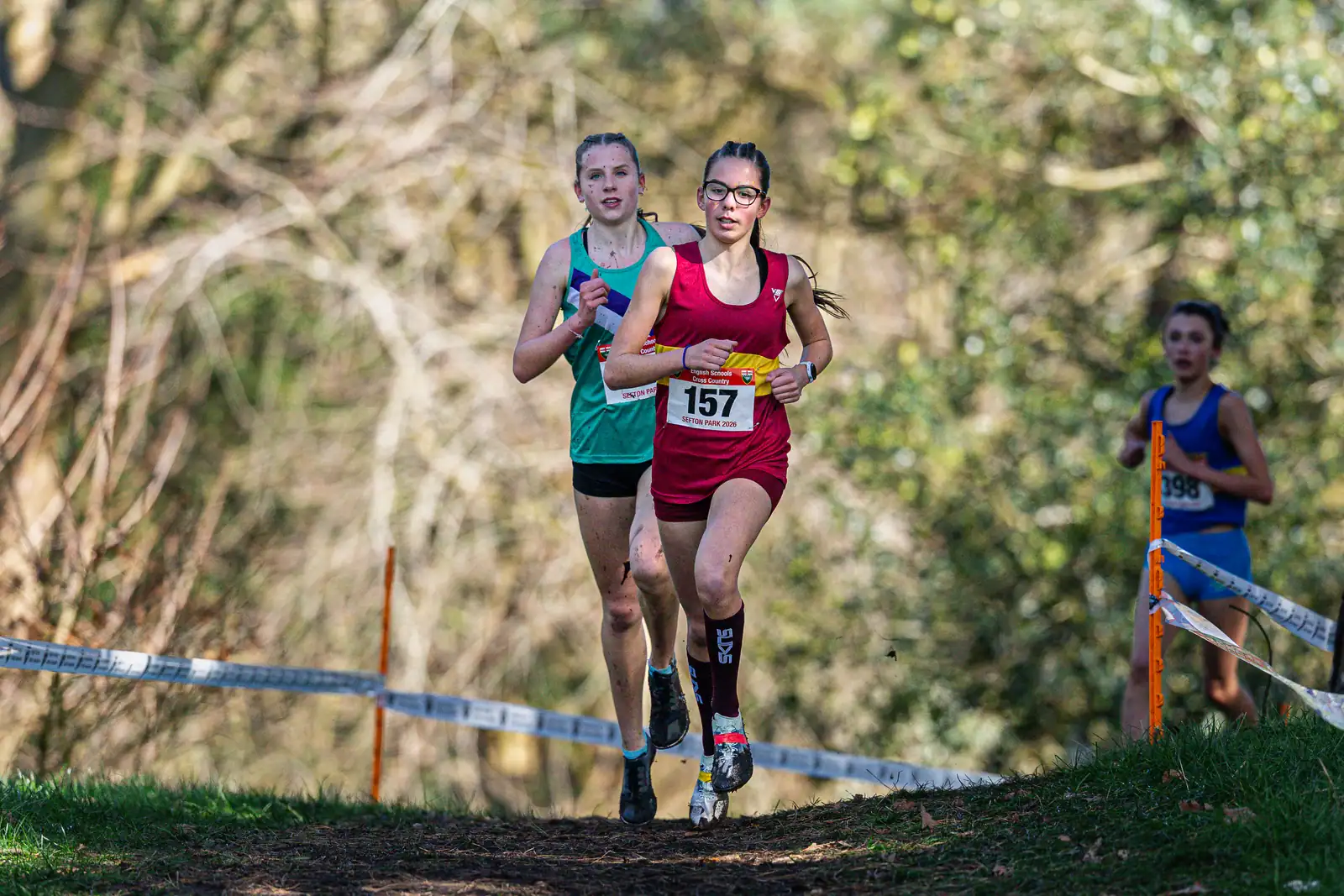 Brentwood Beagles athletes at the English Schools Cross Country Championships, Sefton Park, Liverpool, 14 March 2026