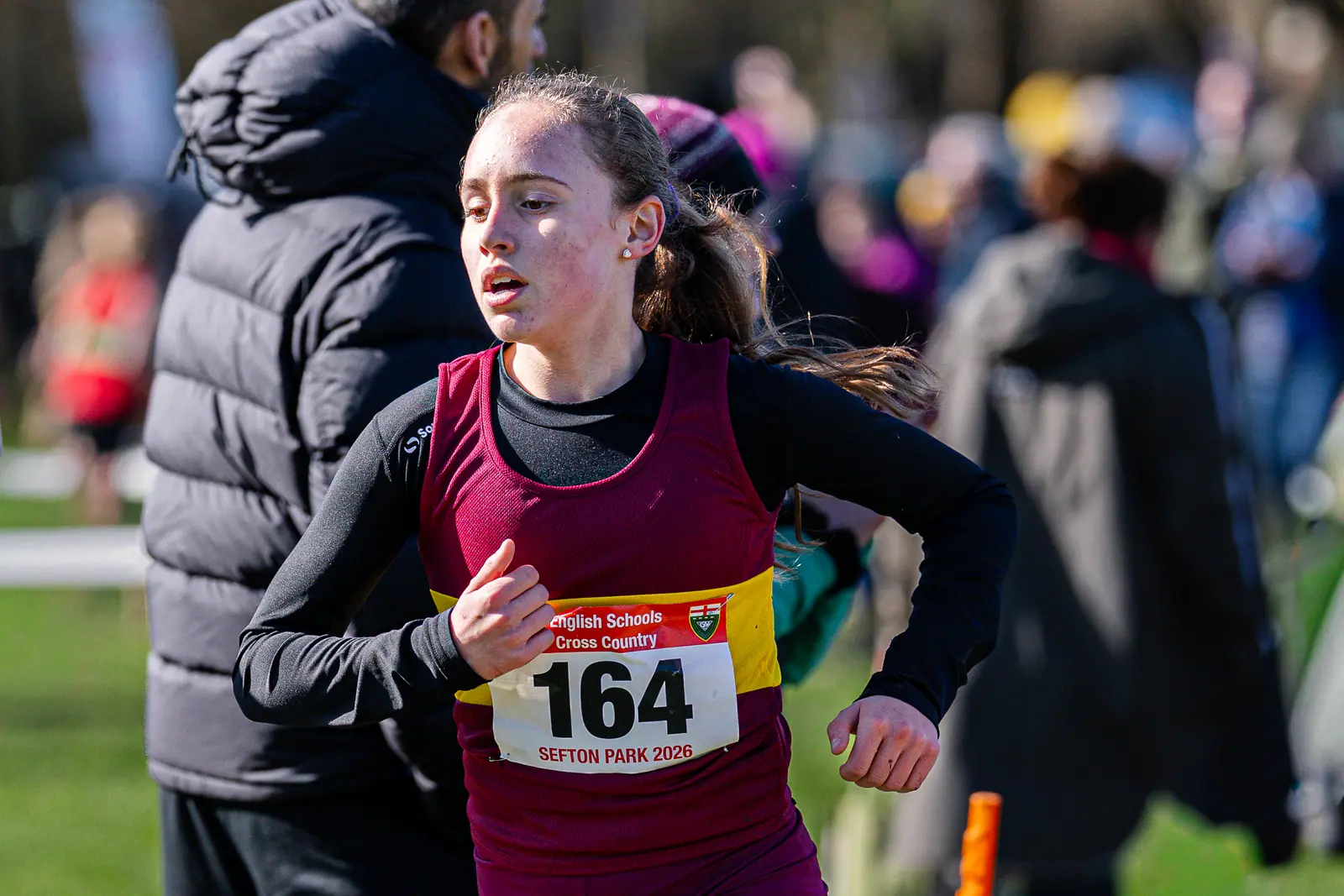 Brentwood Beagles athletes at the English Schools Cross Country Championships, Sefton Park, Liverpool, 14 March 2026