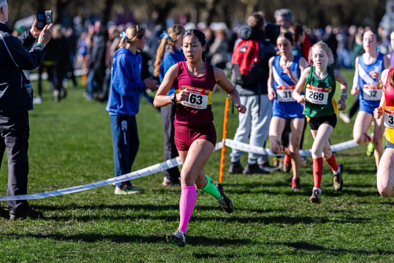 Brentwood Beagles athletes at the English Schools Cross Country Championships, Sefton Park, Liverpool, 14 March 2026