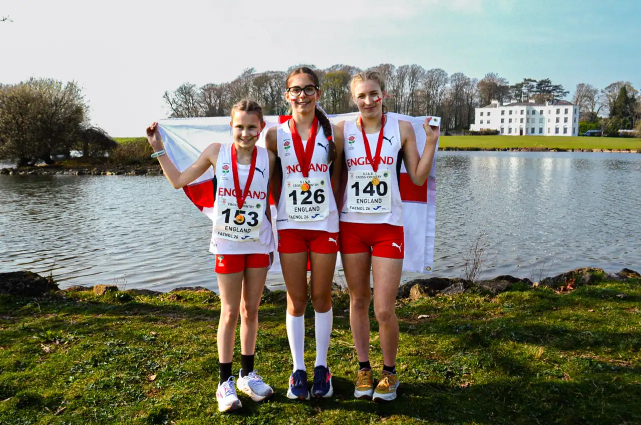 Brentwood Beagles athletes at the SIAB Schools International Cross Country, Bangor, 21 March 2026