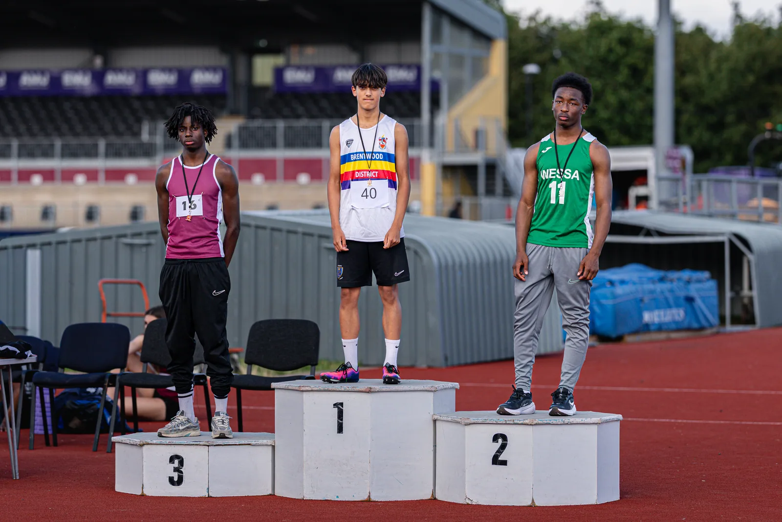 Brentwood Beagles athletes at the Essex Schools Championships, Chelmsford, 13 June 2026