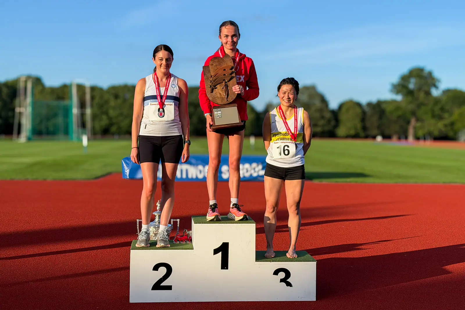 Brentwood Beagles athletes at the Essex 5000m Championship, Brentwood track, Brentwood, 17 June 2026