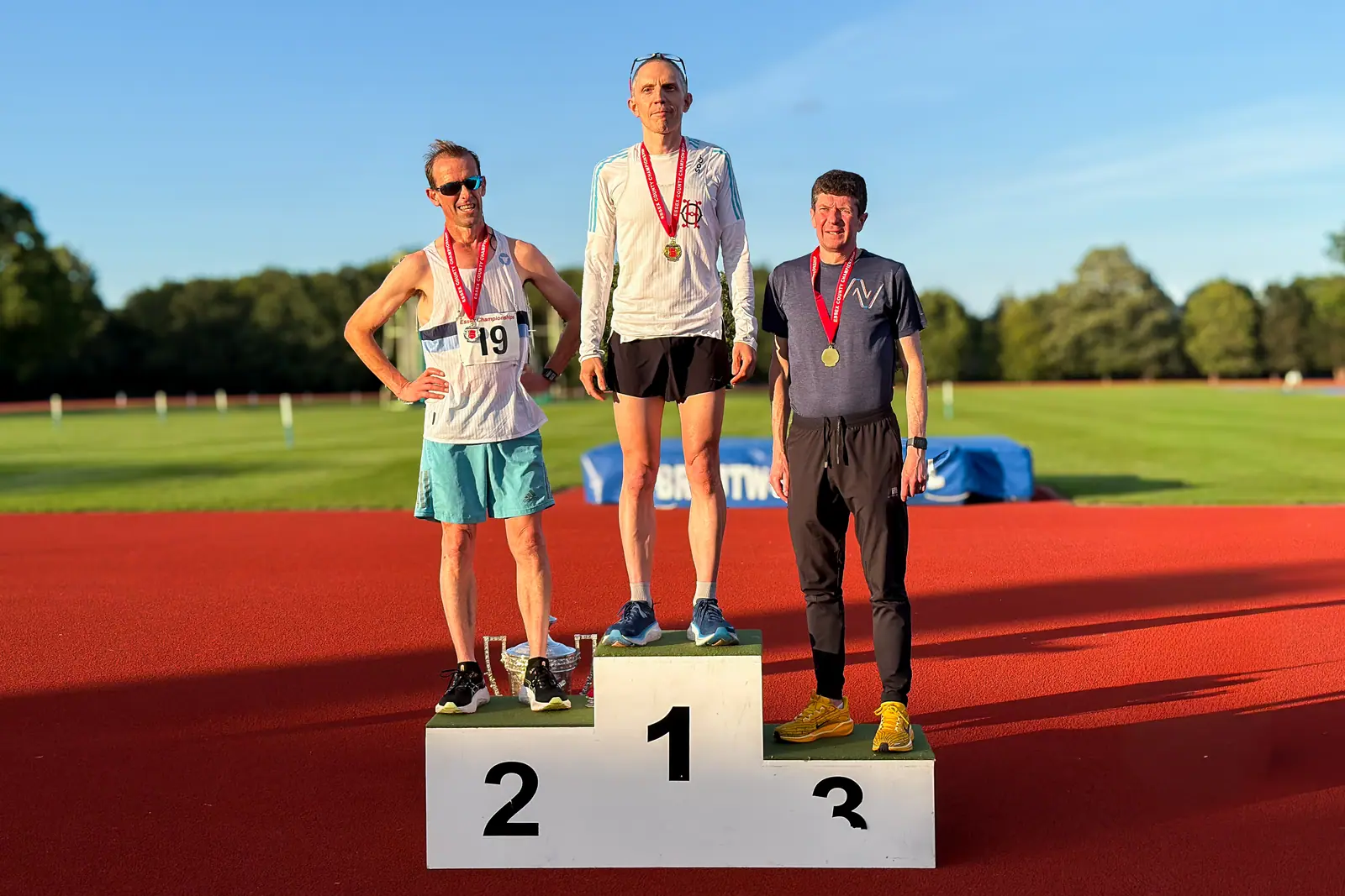 Brentwood Beagles athletes at the Essex 5000m Championship, Brentwood track, Brentwood, 17 June 2026
