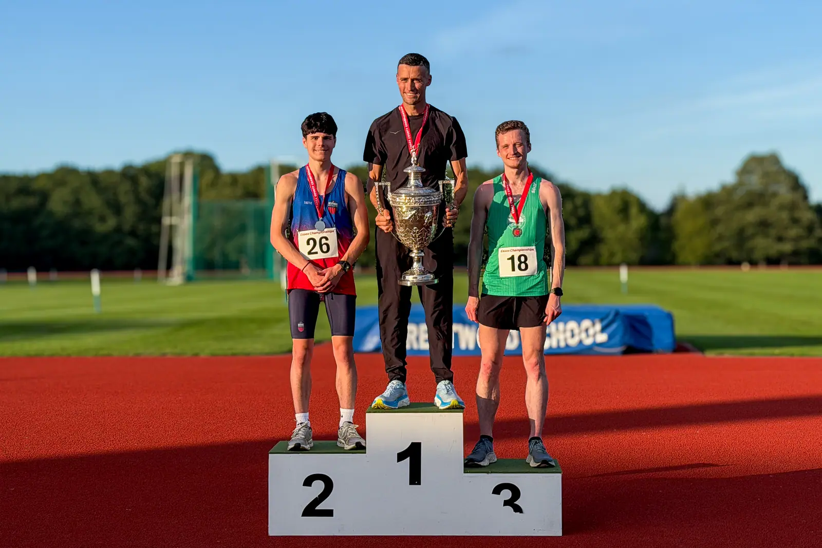 Brentwood Beagles athletes at the Essex 5000m Championship, Brentwood track, Brentwood, 17 June 2026