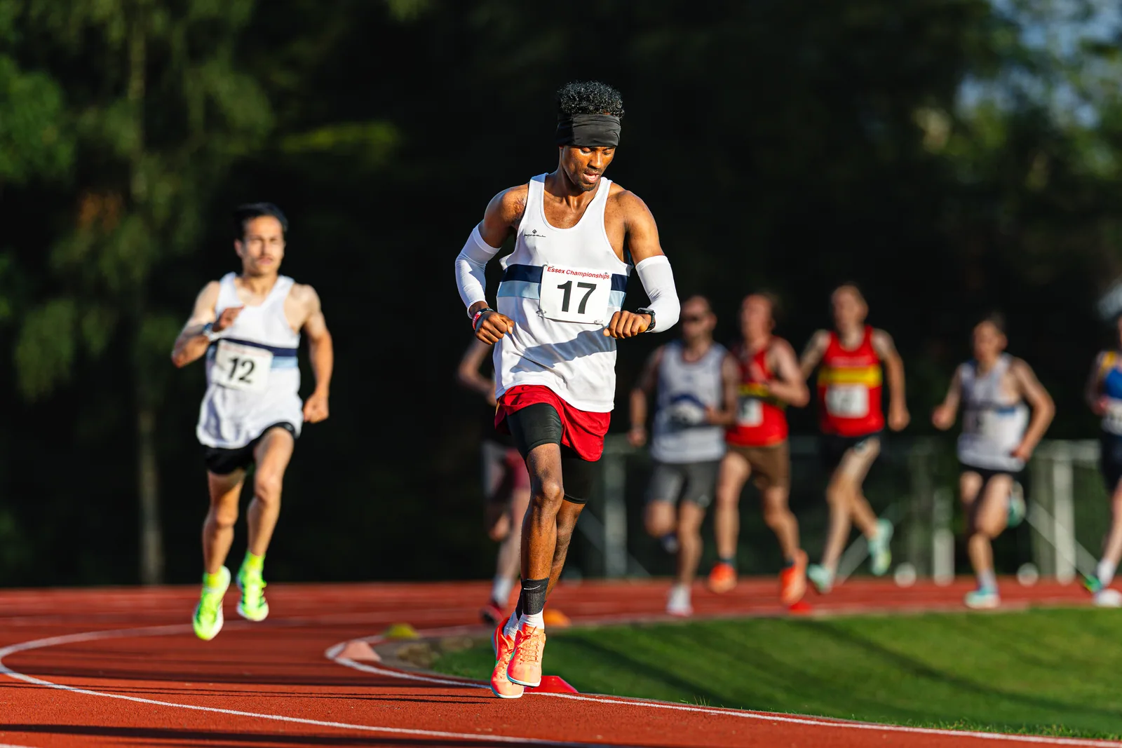 Brentwood Beagles athletes at the Essex 5000m Championship, Brentwood track, Brentwood, 17 June 2026