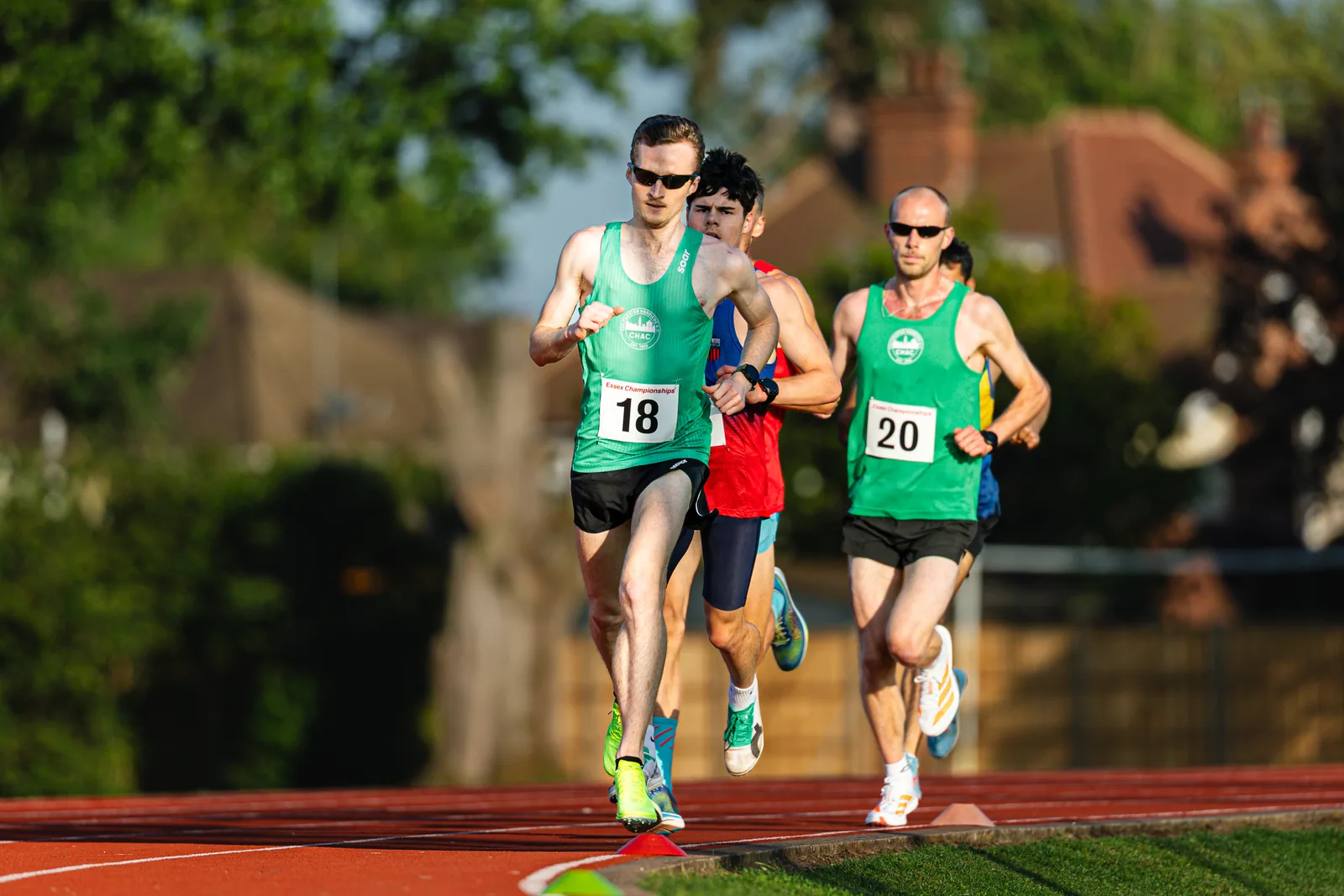 Brentwood Beagles athletes at the Essex 5000m Championship, Brentwood track, Brentwood, 17 June 2026