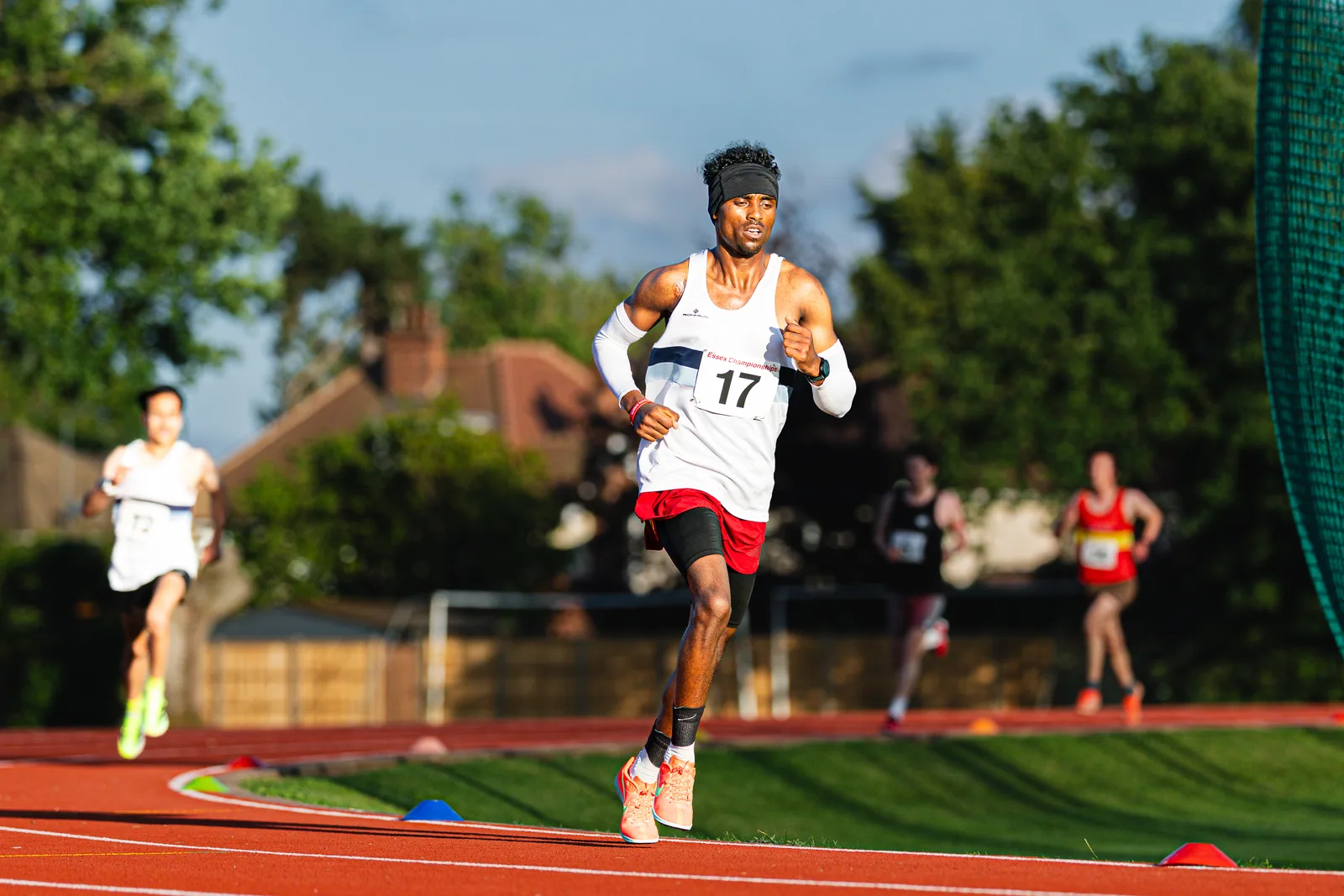 Brentwood Beagles athletes at the Essex 5000m Championship, Brentwood track, Brentwood, 17 June 2026