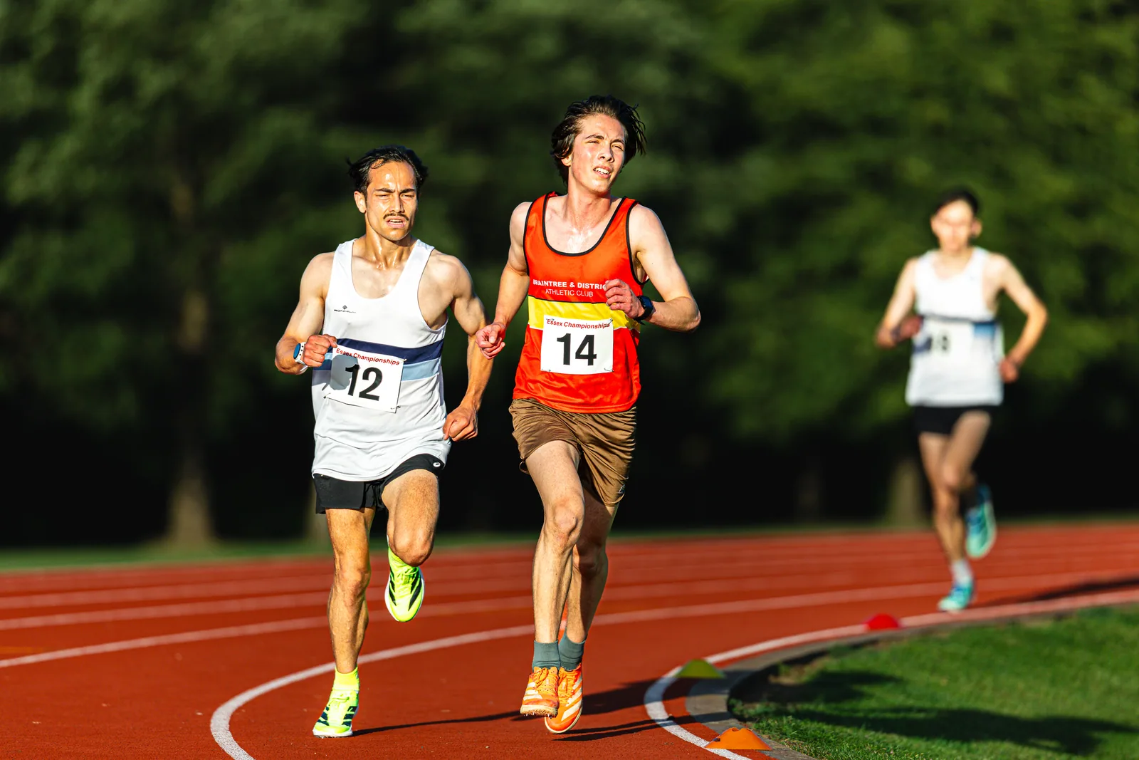 Brentwood Beagles athletes at the Essex 5000m Championship, Brentwood track, Brentwood, 17 June 2026