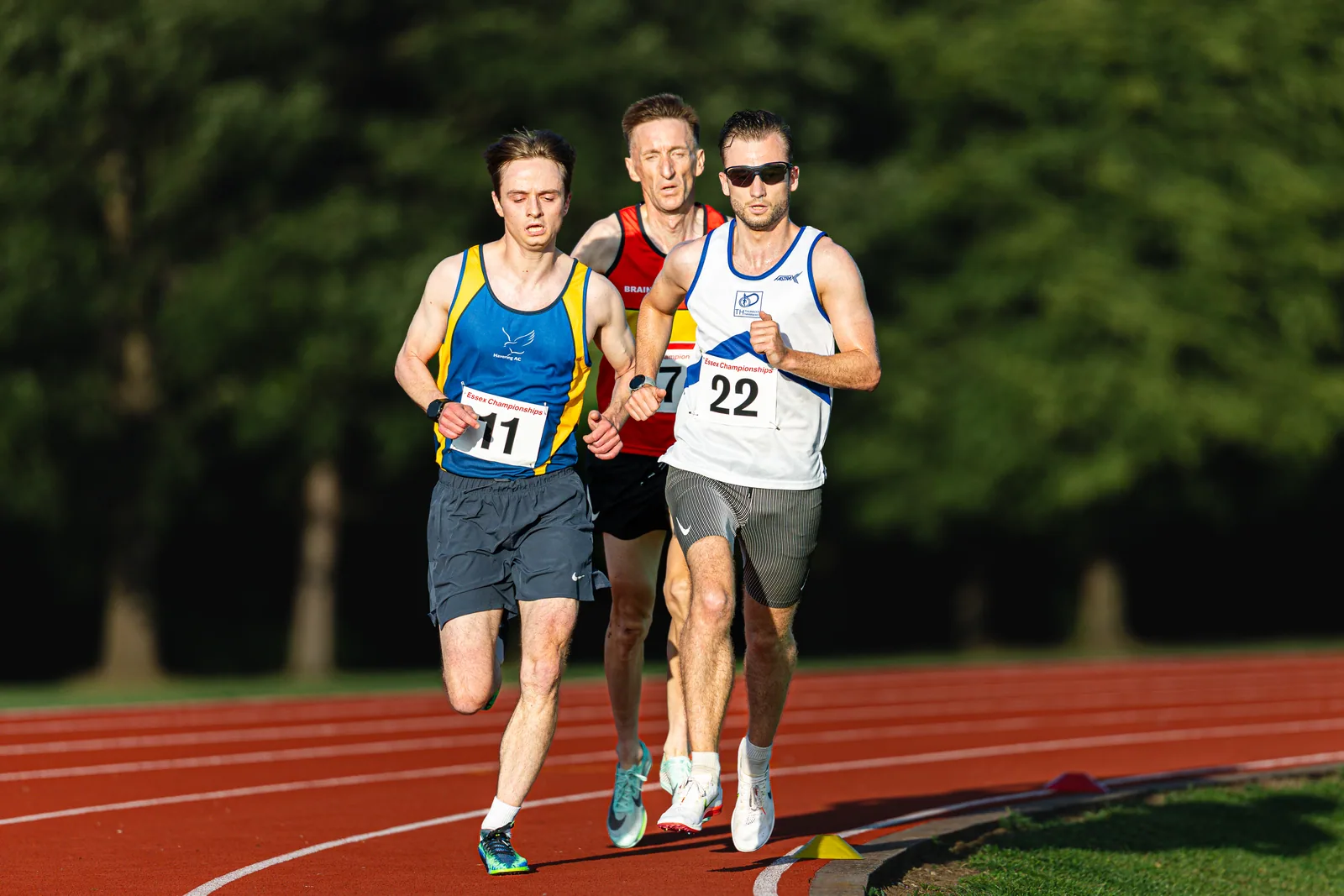 Brentwood Beagles athletes at the Essex 5000m Championship, Brentwood track, Brentwood, 17 June 2026