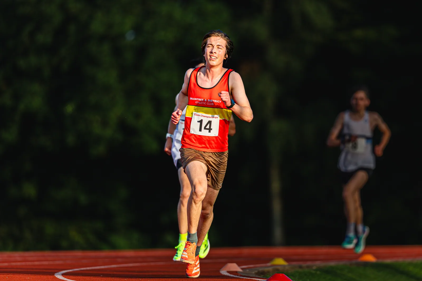 Brentwood Beagles athletes at the Essex 5000m Championship, Brentwood track, Brentwood, 17 June 2026