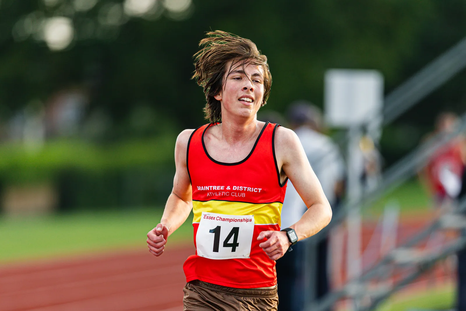 Brentwood Beagles athletes at the Essex 5000m Championship, Brentwood track, Brentwood, 17 June 2026