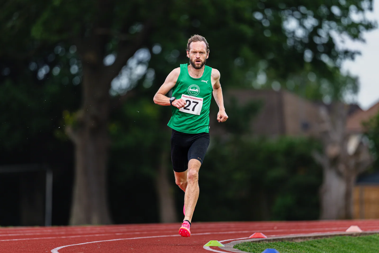 Brentwood Beagles athletes at the Essex 5000m Championship, Brentwood track, Brentwood, 17 June 2026