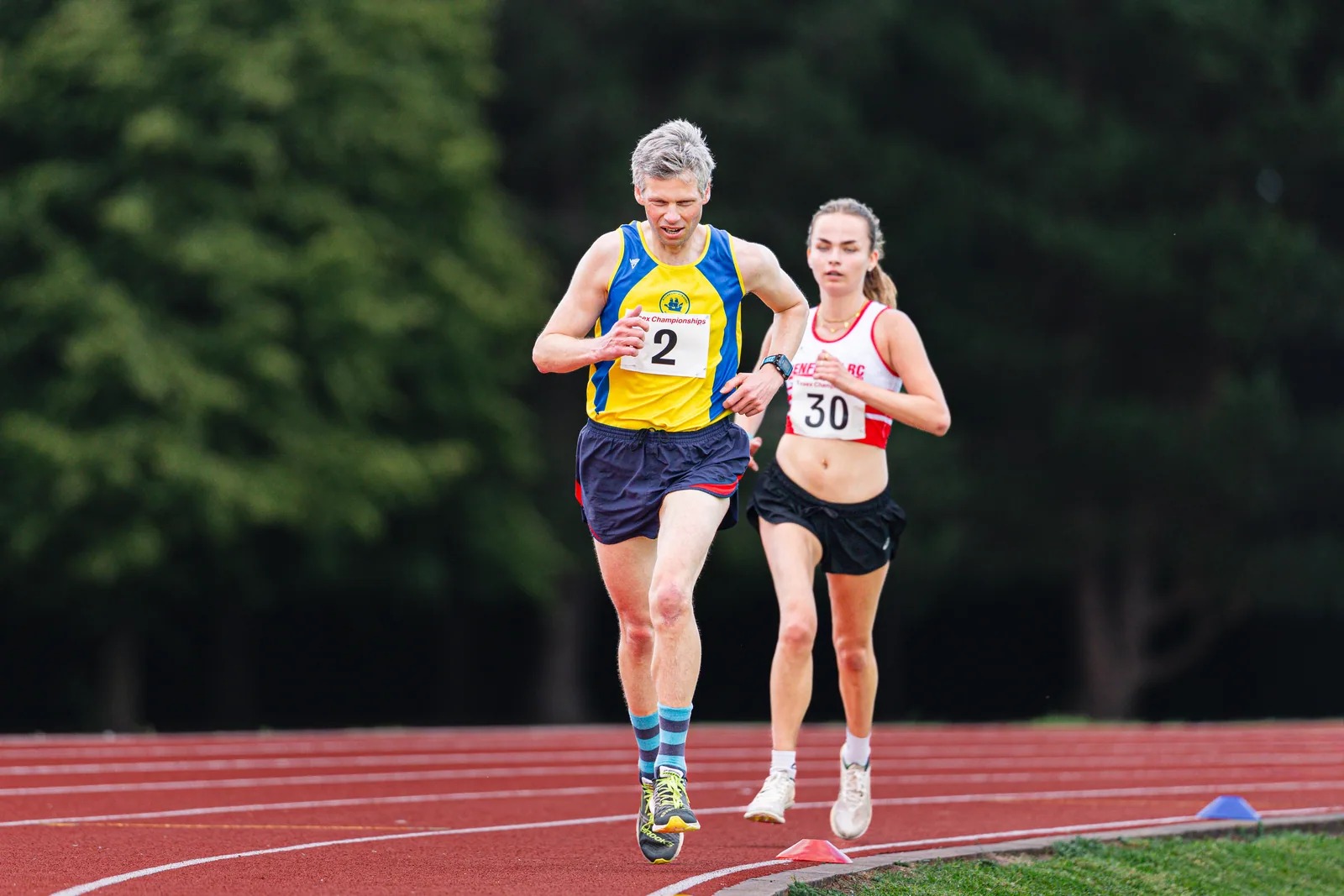 Brentwood Beagles athletes at the Essex 5000m Championship, Brentwood track, Brentwood, 17 June 2026