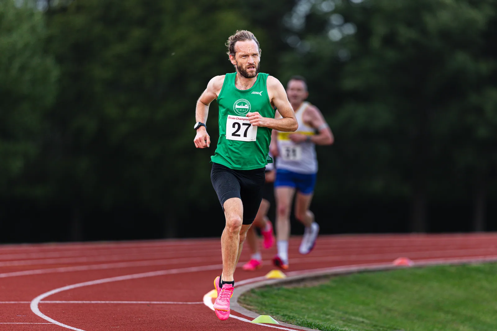 Brentwood Beagles athletes at the Essex 5000m Championship, Brentwood track, Brentwood, 17 June 2026