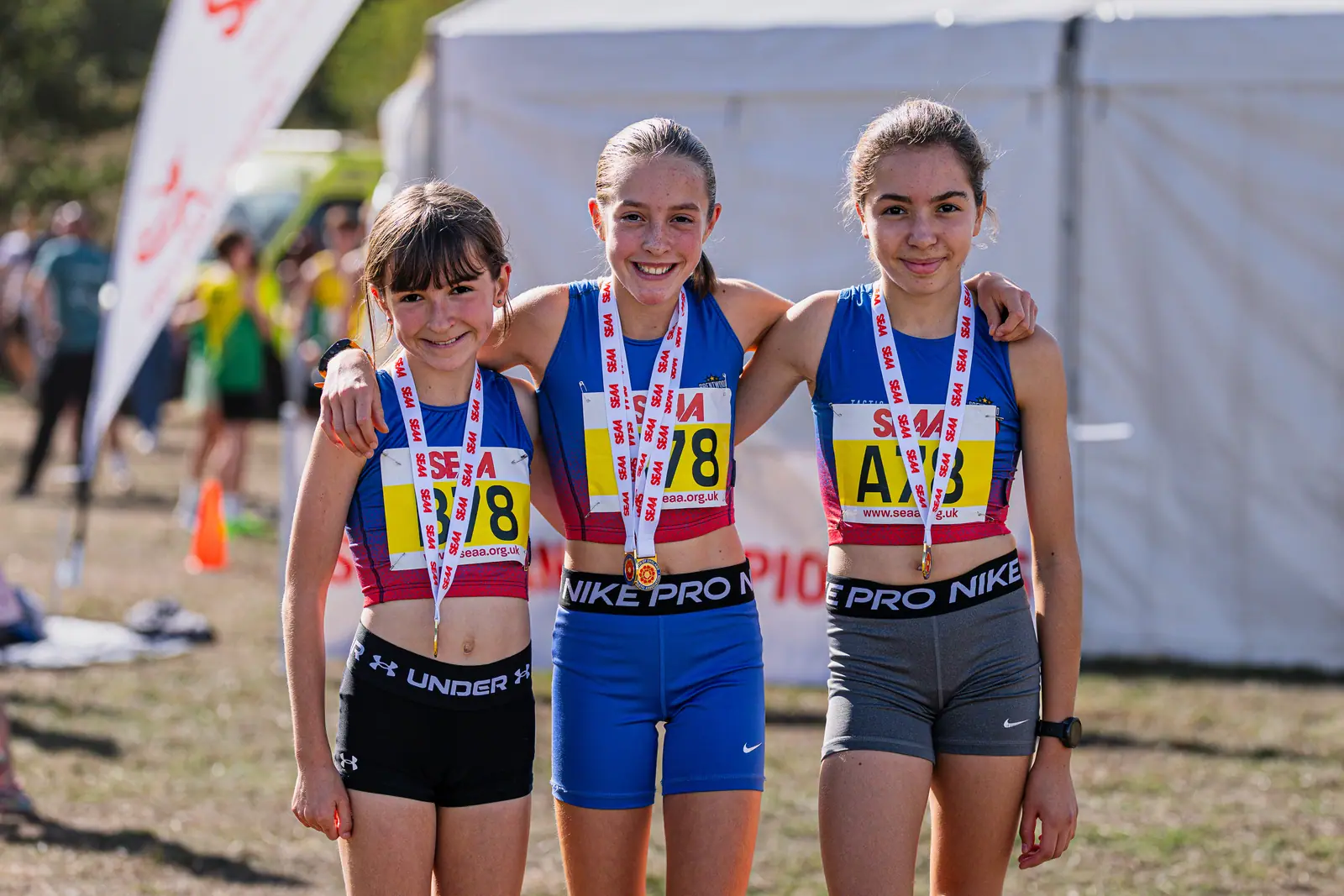Brentwood Beagles athletes at the SEAA Road Relays, Rushmoor Arena, Aldershot, 26 September 2026