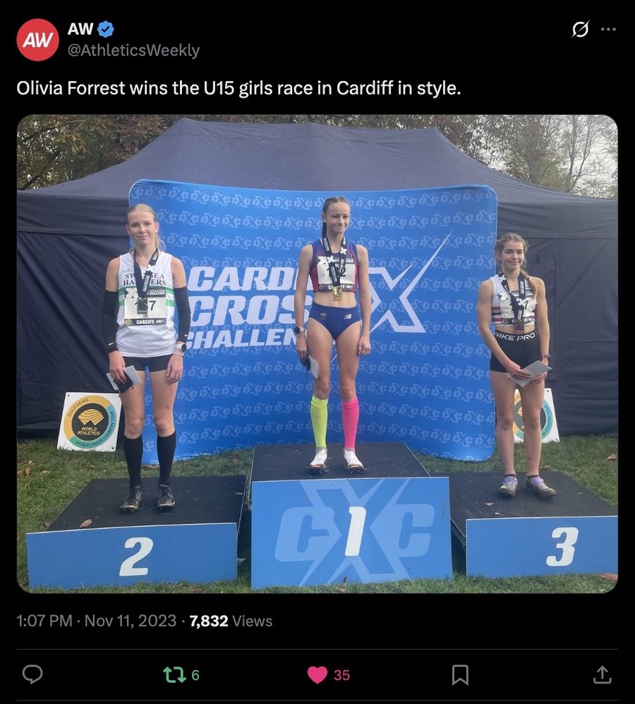Athletics Weekly post on X, 11 November 2023: Cardiff Cross Challenge victory