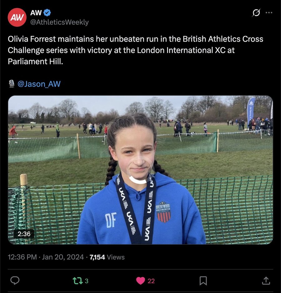 Athletics Weekly post on X, 20 January 2024: Olivia Forrest: London International XC interview