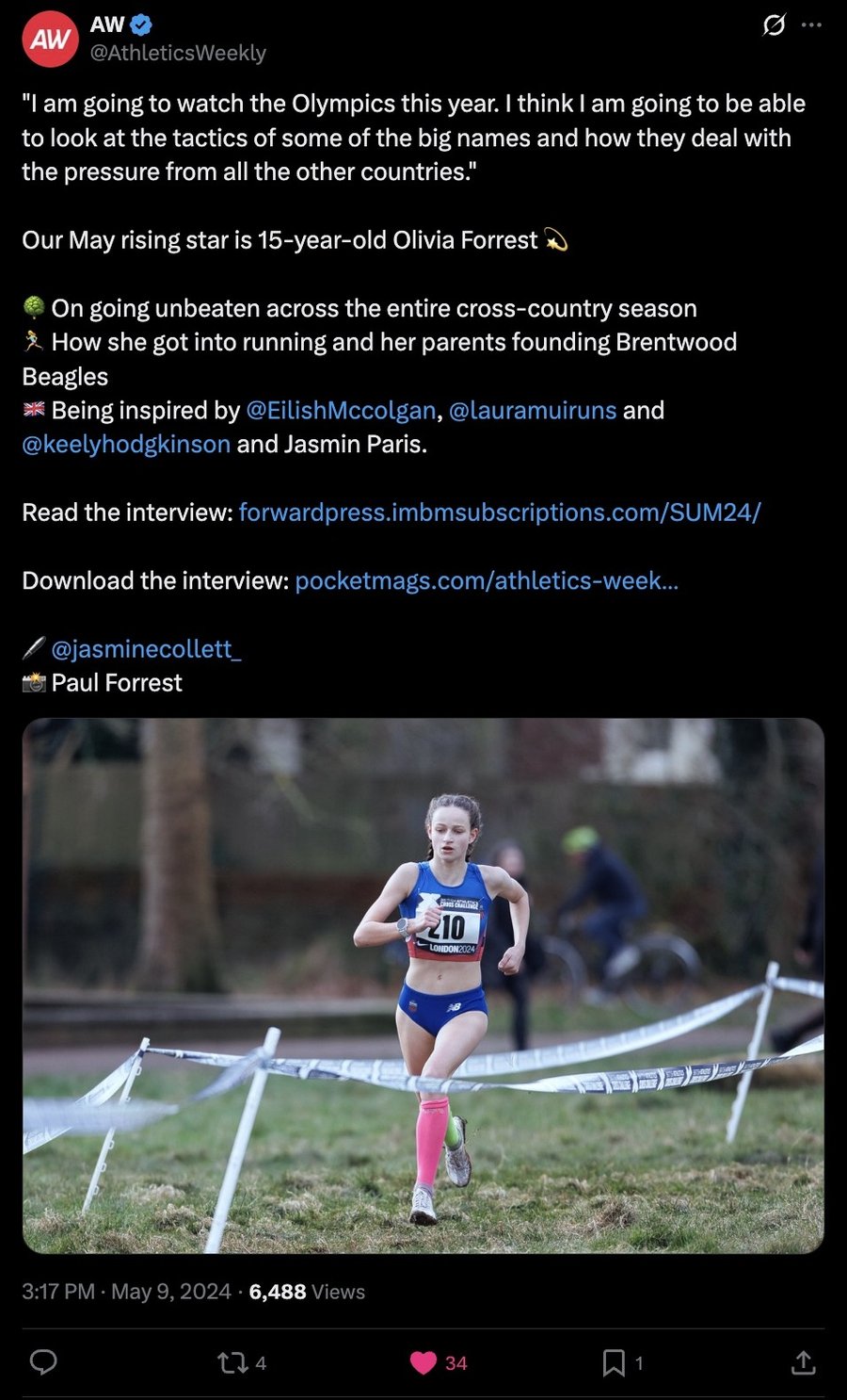 Athletics Weekly post on X, 9 May 2024: Olivia Forrest: AW rising star